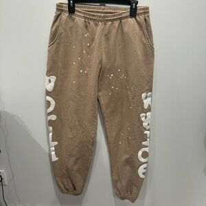 Sp5der Beluga Sweatpants Light Brown Men's Joggers Size Large Athletic Comfort